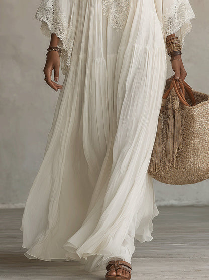 Isabella | Vestido maxi blanco con encaje