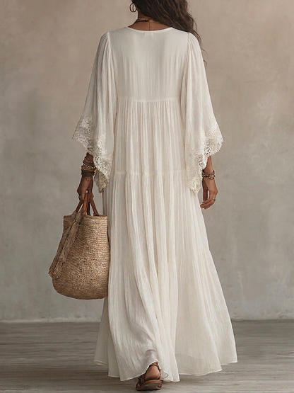 Isabella | Vestido maxi blanco con encaje
