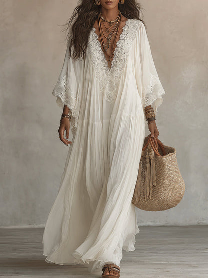 Isabella | Vestido maxi blanco con encaje