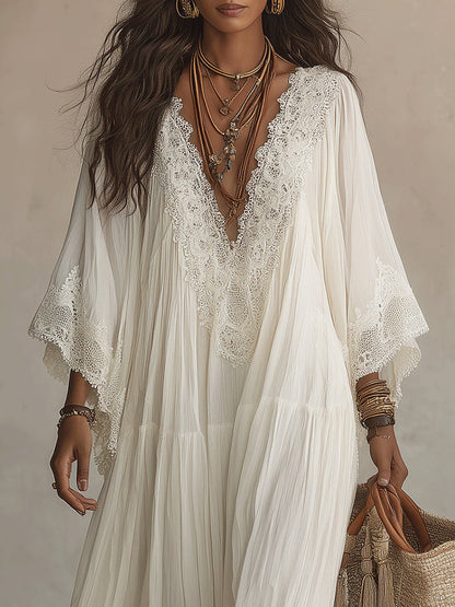 Isabella | Vestido maxi blanco con encaje